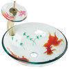 Glass Vessel Sink Koi Fish Waterfall Faucet Combo Package |