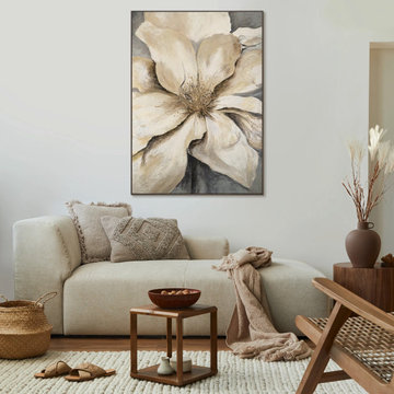 Framed painting for living room "Golden blossom"