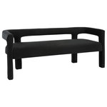 Meridian Furniture - Athena Boucle Fabric Upholstered Bench, Black, Velvet - Flaunt your modish tastes with this Athena velvet bench. Sophisticated by design, this dining room seating offers a sturdy frame made from high-quality materials and upholstered in soft, welcoming velvet, so it always feels comfortable for family and guests. A low back provides a clean aesthetic while offering support as you wine and dine the night away. Pair it with other items in the same collection for a cohesive look.