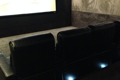 Inspiration for a contemporary home cinema in Hertfordshire.