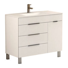 Geminis Modern Bathroom Vanity With Integrated Sink, White, 39"