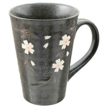 Flowering Porcelain Mug Black Sakura
