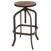 Metal Revolving Stool with Elm Wood Seat, 26.18"H
