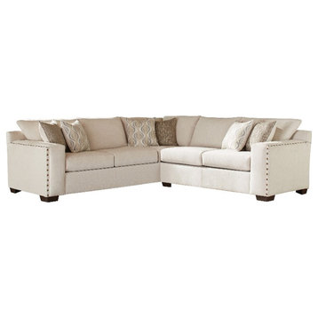 Coaster Aria Chenille Corner Sectional in Beige and Cappuccino