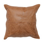 Kosas Home Cheyenne 100% Leather 22" Throw Pillow, Chestnut Brown