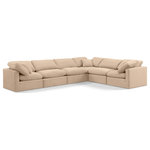 Meridian Furniture - Indulge Upholstered Modular L-Shaped Sectional, Beige, 6-Piece: 3 Armless Chair, 3 Corner Chair, Down Stuffed Velvet - Experience ultimate comfort and style with our beige velvet Indulge Sectional. The luxurious velvet will elevate the aesthetic of any room. This sofa provides ample space for you to relax while its modular build offers the option of unlimited configurations. Whether you're looking to add a stylish element to your living room or a comfortable seating option to your bedroom, this sofa is the perfect choice.