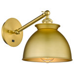 Innovations Lighting - Ballston Adirondack 1-Light 8" Sconce-Arm Adjusts Up/Down, Satin Gold - A truly dynamic fixture, the Ballston fits seamlessly amidst most decor styles. Its sleek design and vast offering of finishes and shade options makes the Ballston an easy choice for all homes.