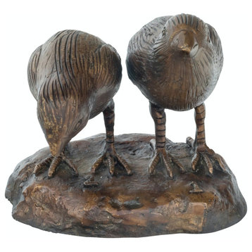 Twin Baby Quail Chicks Bronze Statue