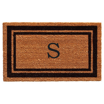 Calloway Mills Black Border 36"x72" Monogram Doormat, Letter S
