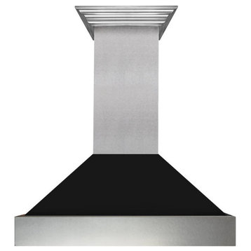 Ducted DuraSnow Stainless Steel Range Hood with Black Matte Shell