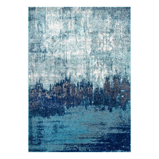 Abstract Rainfall Area Rug, Blue, 5'x7'5"
