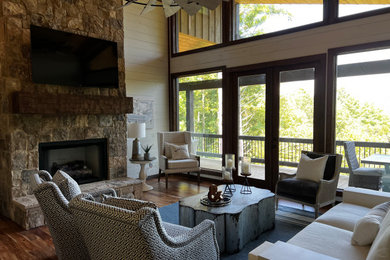 Mid-sized mountain style living room photo in Atlanta