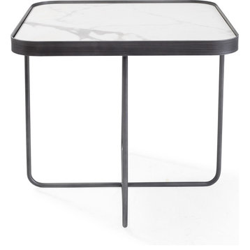 Anna Coffee Table - White, Brushed Silver