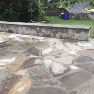 Irregular Flagstone Patioin Silver Spring MD With Stone Sitting Walls