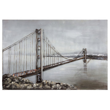 "The Golden Gate Bridge" Mixed Media Iron Hand Painted Dimensional Wall Art