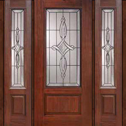 Prehung Sidelites Door 80 Fiberglass Marsais 1 Panel 3/4 Lite Glass - Front Doors