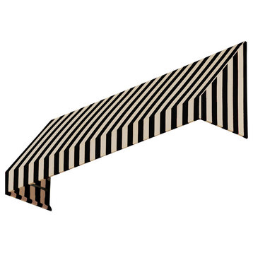 Awntech 8' New Yorker Acrylic Fabric Fixed Awning, Black/Tan Stripe