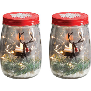 Pomeroy 518720/S2 Reindeer Set Of 2 Lightscapes, Red, Clear