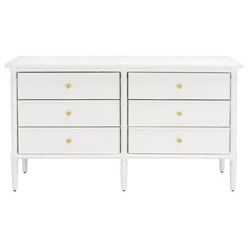 Safavieh Mina 6 Drawer Dresser White/Gold