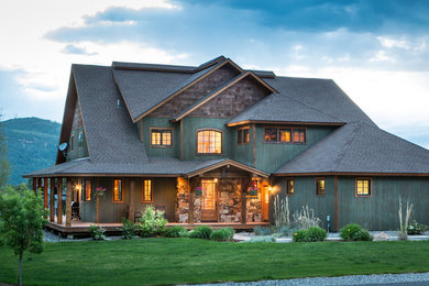 Example of a transitional exterior home design in Denver