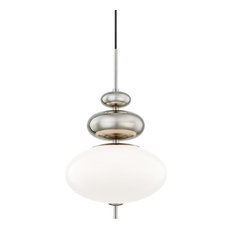Elsie 1-Light Pendant Polished Nickel Finish Opal Glossy Glass