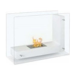 "Fulton White" Free Standing Ventless Ethanol Fireplace - Indoor Fireplaces