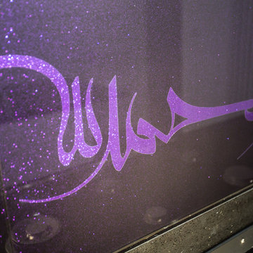 Purple Magic Custom Stencil Design Glass Splashback