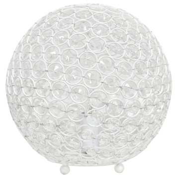 Elegant Designs Elipse 10" Crystal Ball Sequin Table Lamp, White