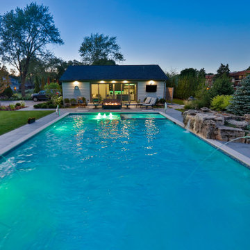 Arlington Heights, IL Swimming Pool and Hot Tub with Jump Rock