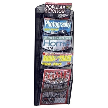 Pemberly Row 5 Pocket Black Magazine Rack