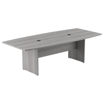 Pemberly Row Conference Table with Wood Base in Platinum Gray - Engineered Wood