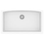 Karran USA - Karran Undermount Quartz Composite 32" Single Bowl Kitchen Sink, White - Its sweeping curved rear bowl wall gives this enormous single bowl design a stylish flair. Its quartz composite material gives it outstanding durability and will provide years of trouble-free use. This undermount design is available in a selection of 6 rich color choices to compliment any decor. Karran Sinks are a great addition to any home improvement project.