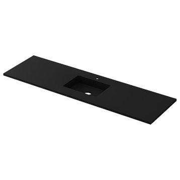 VIVA Stone 66" Single Sink Matte Black Solid Surface Countertop