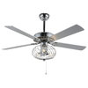 Chrome Modern Industrial Ceiling Fan with Remote Control, 3-Speed Reversible, 52 in.