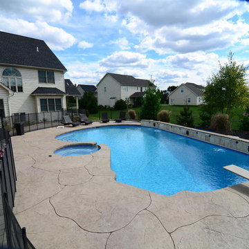 Mediterranean Style Pool with Fountains