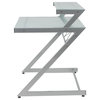 Z Deluxe Desk Small + Shelf, Aluminum/Frosted Glass