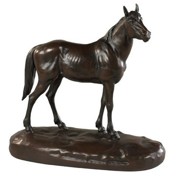 Sculpture Lodge Remington Doc Horse Rock Chocolate Brown Cast Re