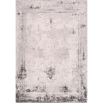 Faded Abstract Area Rug, Gray, 2'x3'