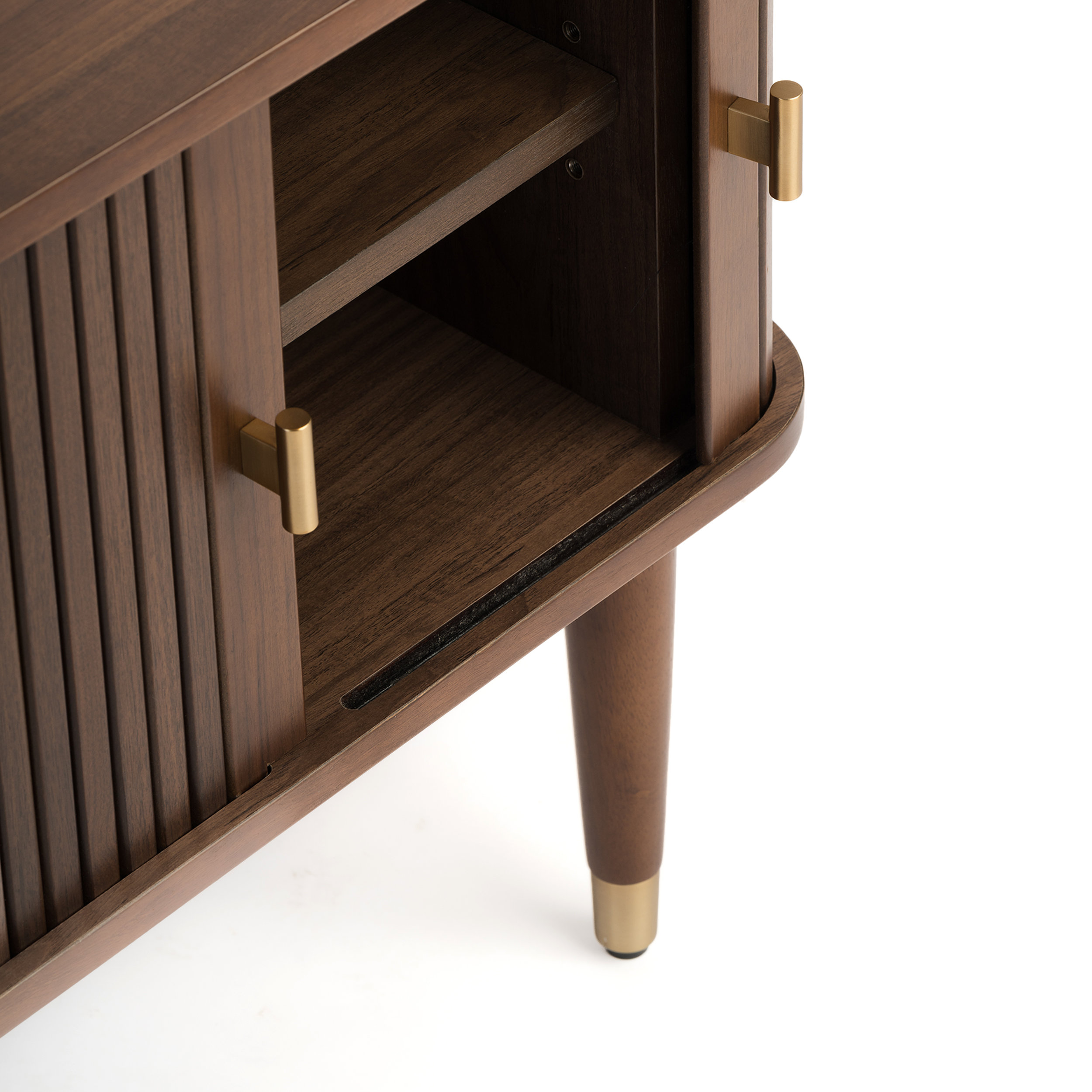 Studio London Murray Mid-Century Nightstand with Storage Brass Accents