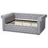 Bowery Hill Mid-Century Fabric/Wood Tufted Queen Daybed in Gray
