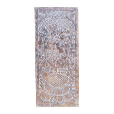 Consigned Vintage Carving Krishna Radha Barn Door Panel