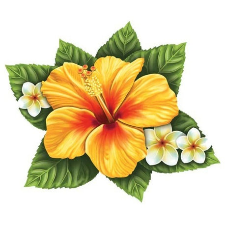 Single Hibiscus Flower Porcelain Swimming Pool Mosaic