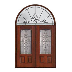 Prehung Transom Double Door 80 Fiberglass Courtlandt Arch Lite - Front Doors