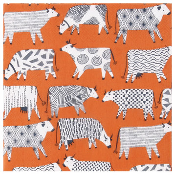 Curious Cows Paper Napkins, Set of 20