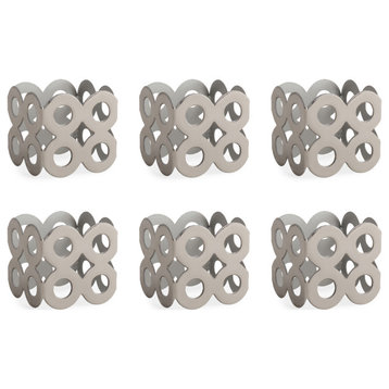 DII Silver Square Die Cut Napkin Ring, Set of 6