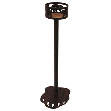 Burnt Sienna Iron Drink Holder With Bear Paw Accent