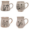 4" Stoneware Mug, Reactive Glaze, Various Mug Shapes, Cream, Set of 4