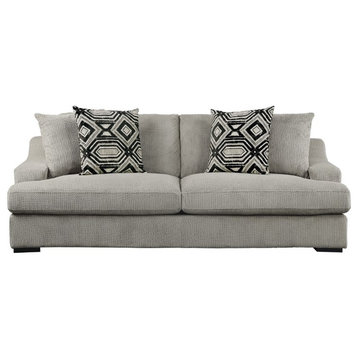 Lexicon Orofino Microfiber Upholstered Sofa in Light Gray