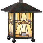 Quoizel - Quoizel TFIK6111VA Inglenook 1 Light Table Lamp in Valiant Bronze - A classic geometric Arts & Crafts piece with handcrafted art glass in shades of sapphire blue, warm honey, amber and cream. Arts and Crafts is an enduring style that honors the tradition of fine craftsmanship and attention to detail.