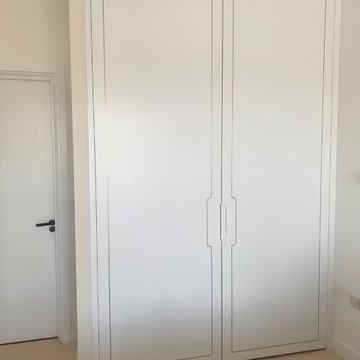 Bedroom Wardrobe with Poplar Plywood Interior, Brass Inlay and LED | Cheltenham